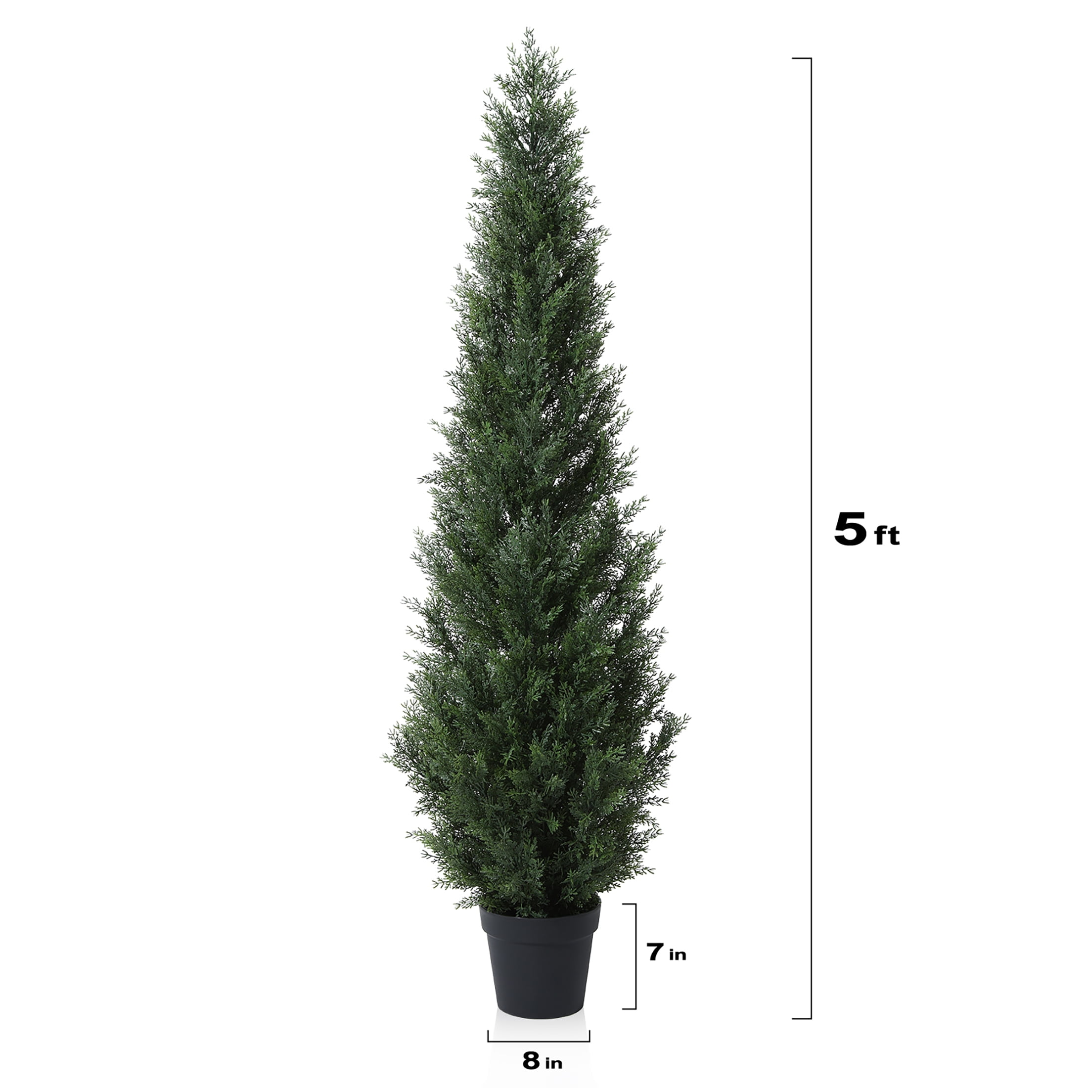 DR.Planzen Artificial Cedar Tree 2 Pack 5 ft Artificial Cedar Topiary Trees for Outdoors Potted Fake Cypress Trees Faux Evergreen Plants for Home Porch Decor Set of 2