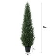 thumbnail image 5 of DR.Planzen Artificial Cedar Tree 2 Pack 5 ft Artificial Cedar Topiary Trees for Outdoors Potted Fake Cypress Trees Faux Evergreen Plants for Home Porch Decor Set of 2, 5 of 7