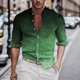 thumbnail image 2 of Camisas Hombre Vestir Camisa de manga larga para hombre, camisa con botones, camisa informal para hombre, blusa de corte superior, camisa de cambio gradual (Green, M), 2 of 6