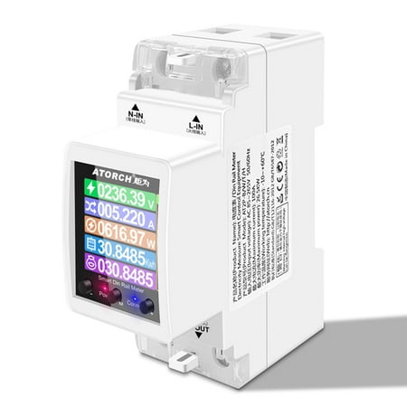 

ametoys Intelligent Single-phase Wifi Electricity Meter Digital Display 3 Electric Tariff Modes 35mm Guide Rail Installation Smartphone APP Remotely Control with Timing Sharing Alarm WiFi Network R