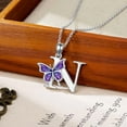 thumbnail image 5 of AOBOCO Initial Necklace for Women 925 Sterling Silver Purple Butterfly with A-Z 26 Letters Pendant Necklace for Graduation Gifts, 5 of 10