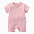 thumbnail image 2 of KPOPLK Baby Boy Pajama Lightweight Short Sleeve Baby Romper Jumpsuit with Snap Closure Infant Newborn Boy Sleep Clothes Size 9-12 Months,Light Pink, 2 of 4