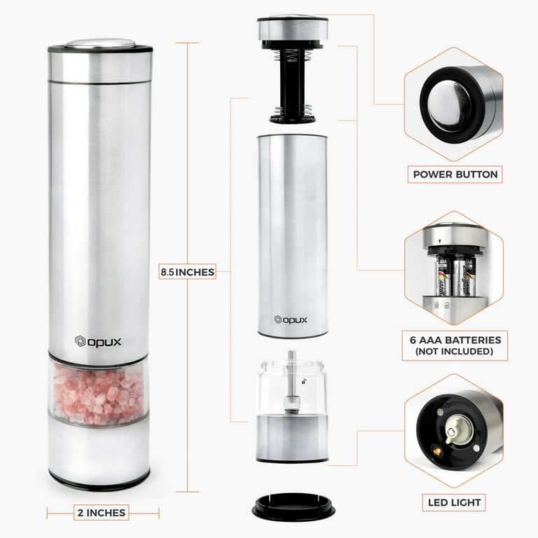 Electric Salt Pepper Mill Set Grinder Stainless Steel Shaker