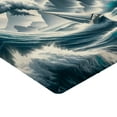 thumbnail image 2 of Ambesonne Nautical Fitted Sheet, Boat and Crashing Waves, Twin Size, Cadet Blue and Dark Pink, 2 of 3