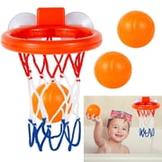 Ponpon Bathtub Basketball Hoop with 3 Soft Balls Set, Strong Suction Cup Basketball Bath Time Shooting Balls for Kids