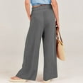 thumbnail image 4 of Jxximdong Pants for Women Women Summer High Waisted Cotton Linen Palazzo Pants Wide Leg Long Pant Trousers With Pocket Gray XL Trousers, 4 of 5