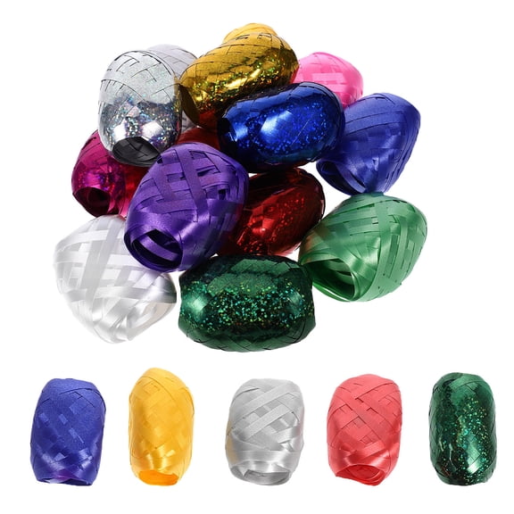 SEWCHICS 28-Piece Metallic Multicolor Curling Ribbon Strings for Balloon Decorations, Wrapping, and Craft Projects