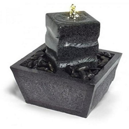 Algreen Table Top Fountain with Real Stone Pillar