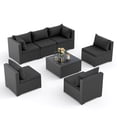 thumbnail image 6 of POTEBAN 7 Pieces Patio Conversation Set, Outdoor Black PE Wicker Sectional Sofa for Backyard Garden, Black, 6 of 9