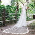 thumbnail image 2 of Shisuyan Single Layer Wedding Veil Mesh Embroidery Lace Edge Bridal Long Veil with Comb Wedding Accessory, 2 of 8