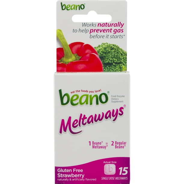 Beano Meltaways Tablets for Gas Prevention and Relief, Strawberry, 15