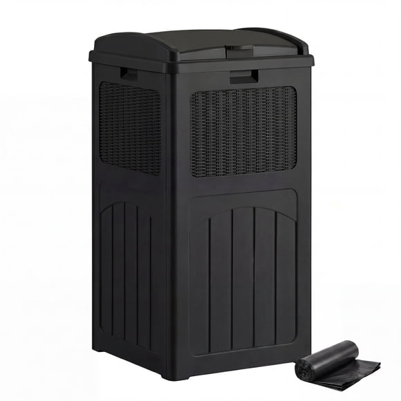 Homall Homes & Gardens Patio 30 Gallon Patio Trash Can Plastic Kitchen Garbage Can,Black