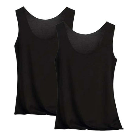 Pxiakgy Hot Sale!! Womens Modal Padded Built-In-Bra Tanks Tops Crew Neck Wireless Bra Camisole Casual Slim-Fit Shirts Tee 2Pc Black M