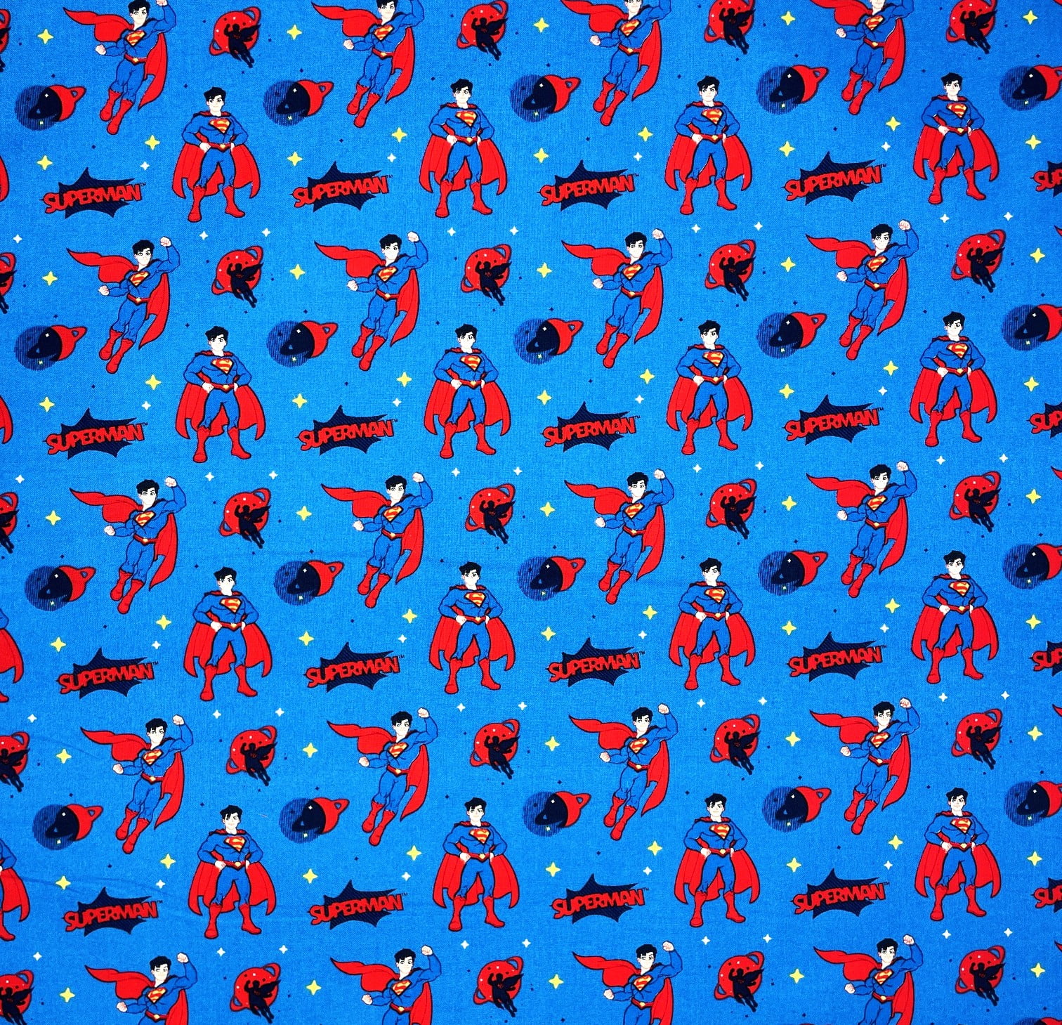 1 Yard - DC Comics Young Superman on Blue Cotton Fabric (Great for Quilting, Sewing, Craft Projects, Throw Pillows & More) 1 Yard X 44" Wide