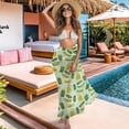 thumbnail image 3 of Yuyamidu Sour Pickles Women's Bikini Swimsuits 3 Piece Thong Swimwear Summer Beach Wear with Long Chiffon Coverup Halter Triangle Bikini Top Tie Side Bottom, 3 of 6