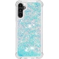 thumbnail image 3 of Slim Fit Phone Case for Samsung Galaxy A14, Glitter Liquid Quicksand Effect Silicone Soft TPU Case with Camera Lens and Screen Protection for Galaxy A14 5G/4G,LSWT Silvery Blue, 3 of 14