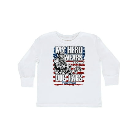 

Inktastic My Cousin Wears Dog Tags Hero USA Flag Gift Toddler Boy or Toddler Girl Long Sleeve T-Shirt