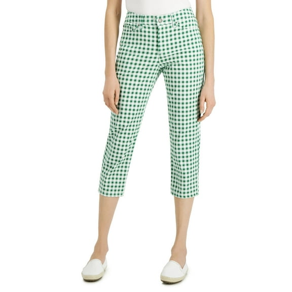 Charter Club Petite Printed Bristol Capri Jeans Bright Myrtle 12P