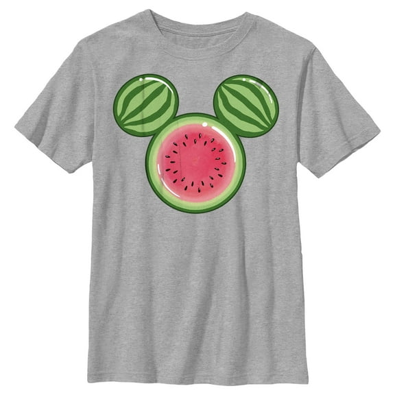 Boy's Mickey & Friends Mickey Mouse Watermelon Silhouette  Graphic Tee Athletic Heather X Large