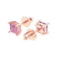 thumbnail image 3 of 0.5 ct Screw-Back Stud Earrings for Women | 3.5mm Princess Cut Simulated Pink Diamond | 18K Rose Gold, 3 of 5