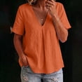 thumbnail image 7 of cfhntfmh Spring Tops for Women Casual V Neck Cotton Blend Shirts Short Sleeve Loose Fit Lightweight Blouse Tunics, 7 of 7