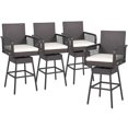 thumbnail image 1 of Costway Tabouret de Bar Pivotant à 360° pour Patio, 4 Pcs, 29 Pouces, avec Accoudoirs Croisés, Repose-Pieds, Cadre en Métal, 1 of 1