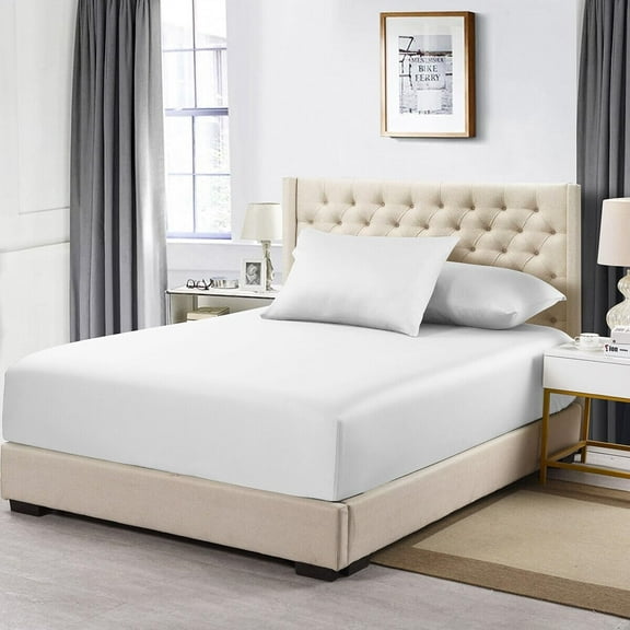 Sheetsnthings Fitted Sheet Only, 100% Cotton 600 Thread Count (Twin Size, Solid White)