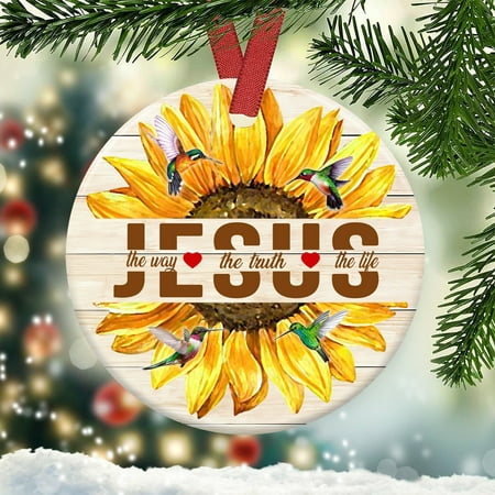 

Sunflower Faith Bigger Than Your Fear Decoration Pendant Christmas Circle Ornament