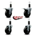 thumbnail image 2 of 4 Inch Soft Rubber Swivel 1-1/4 Inch Expanding Stem Caster Set 2 Brakes, 2 of 2