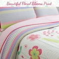 thumbnail image 2 of Cozy Line Home Fashions Blossom Pink Flower Butterfly Girl Queen 3 Piece Quilt Bedding Set, 2 of 6