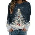 thumbnail image 2 of Mifsaly Christmas Sweatshirt for Women Xmas Cute Print Long Sleeve Crewneck Shirts Loose Merry and Bright Tunic T-Shirts Festival Party Funny Blouse 2025 Holiday Gifts, 2 of 5
