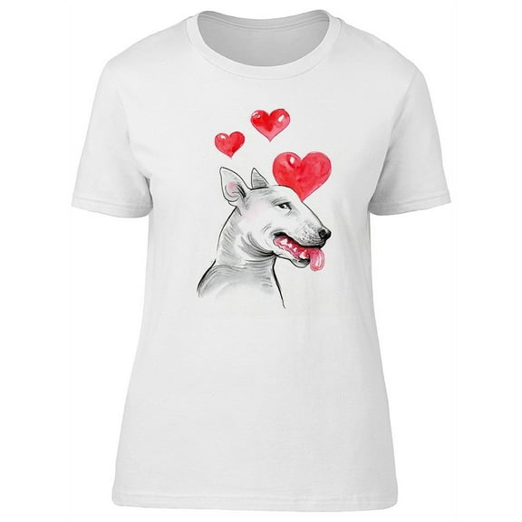 Cute Bull Terrier Dog In Love T-Shirt Women -Image by Shutterstock, Female x-Large