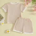 thumbnail image 4 of KPOPLK Baby Girl Summer Clothes 2 Piece Short Sleeve Waffle Knit Flower Embroidery with Elastic Waist Shorts Outfits Set 1t 2t 3t 4t 5t 6t(18-24 Months,Beige), 4 of 5