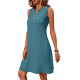 thumbnail image 1 of Vestidos de Verano para Mujer, para Vacaciones en la Isla, Sin Mangas, Cuello en V, Túnica Informal para Playa. Azul Mar L, 1 of 10