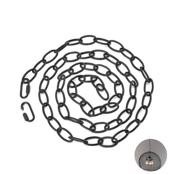1pack Black Light Fixture Chain Black Hanging Plant Chain Lighting Chain Extension with Link Locks for Home Office 70.87x0.16"