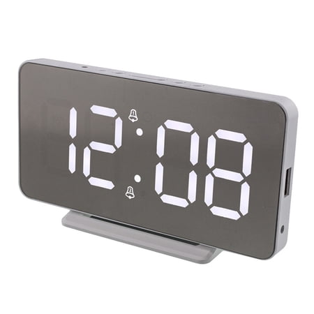 LOLIPPYY Alarm Clocks Silver ABS Snooze Feature Digital Clock with Date Home Use 1Set