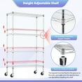 thumbnail image 6 of FDW 4-Tier Wire Storage Rack Adjustable NSF Heavy Duty Unit on 3” Wheel Casters Commercial 36L x 14W x 62H,Chrome, 6 of 7