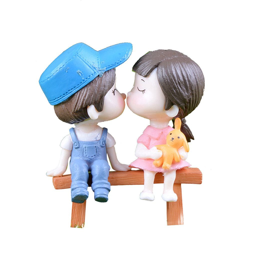 Miniature Lover Girl Boy Garden Figurine Bonsai Dollhouse Craft D 
