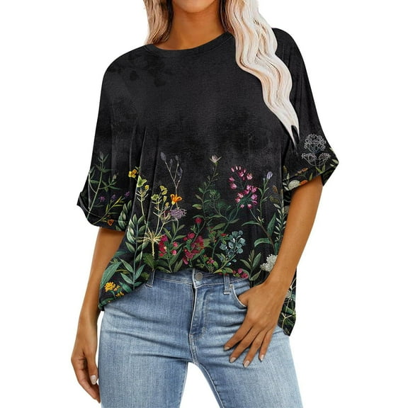 Womens Summer Fashion 2026 Womens Tops Dressy Casual Plus Size 3X Womens Blouses Casual Petite T Shirts For Women Cotton 100