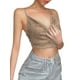 thumbnail image 3 of Txlixc Blusa de verano para mujeres, correas de espaguetis brillantes, negras cuello V de corte bajo para niñas Txlixc moda, 3 of 6