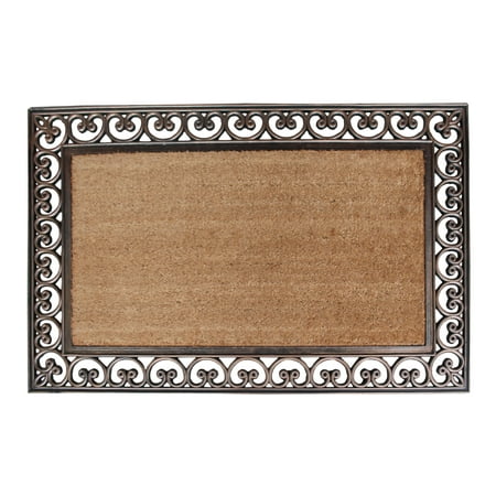 30 X 48 Doormat A1HC First Impression Hand Finished Rubber and Coir Classic Paisley Border Extra Large Double Doormat - 30