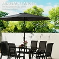 thumbnail image 4 of Outsunny 8 Piece Patio Furniture Set with Umbrella, Outdoor Dining Table and Chairs, 6 Chairs, Push Button Tilt and Crank Parasol, Glass Top, Black, 4 of 9