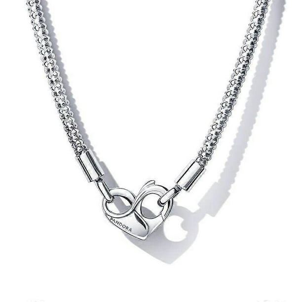 Studded Chain Necklace, Moments Compatible Charms & Pendants, Sterling Silver, 17.7 inches, Not a Gemstone
