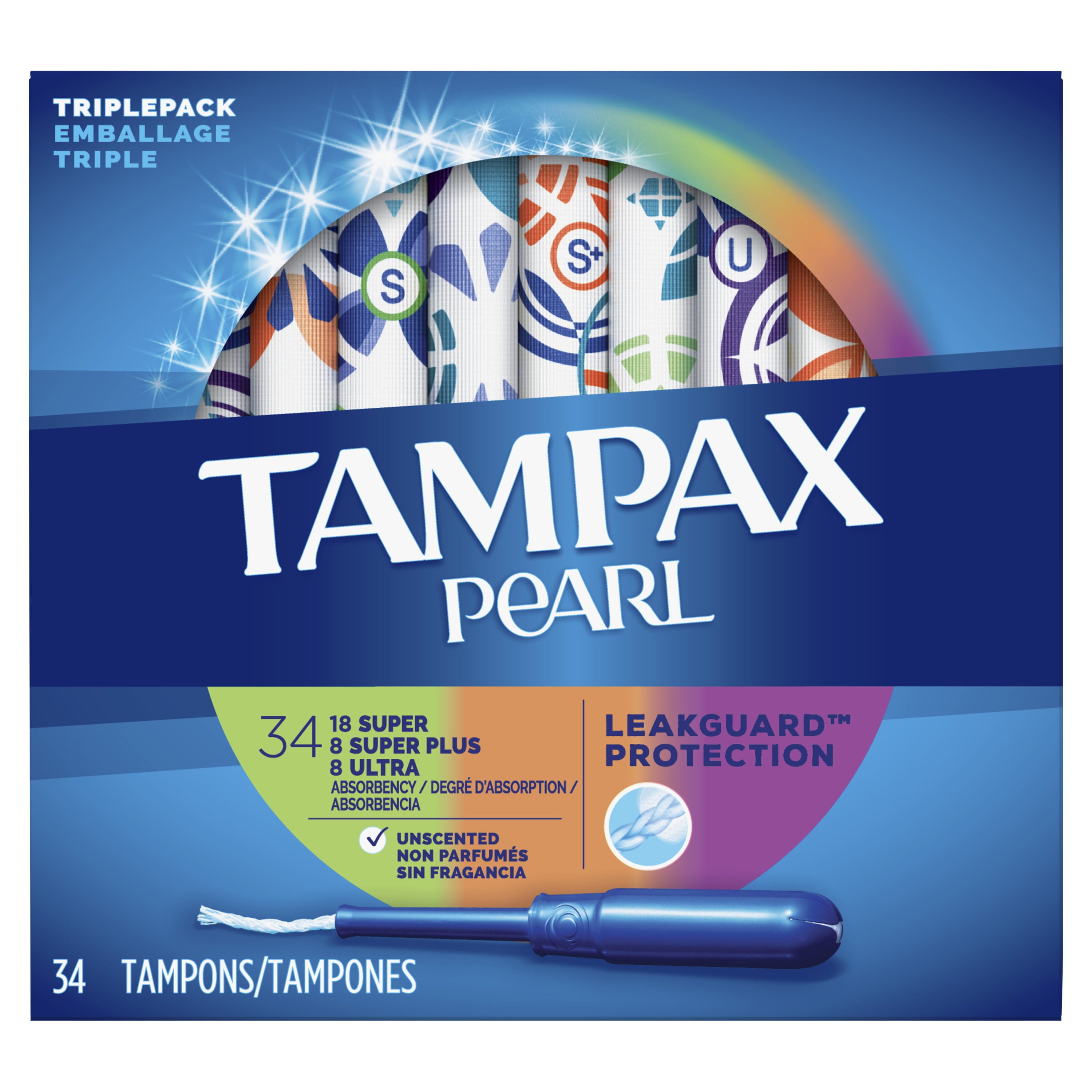 Tampax Pearl Plastic Tampons, TriplePack, Super/Super Plus/Ultra