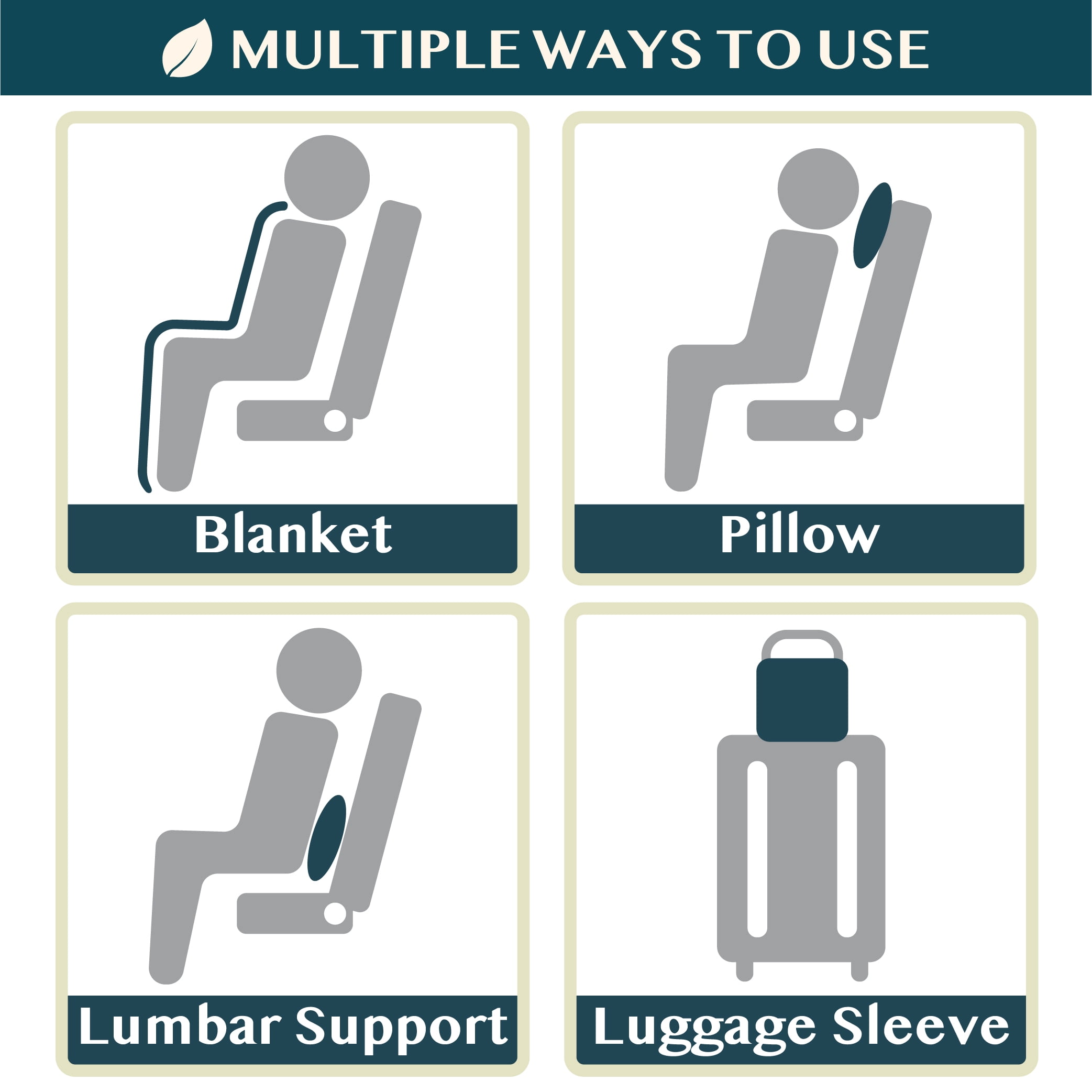 PAVILIA Soft Compact Travel Blanket and Pillow, Foldable Airplane Blanket in Bag, Lightweight Portable Flight Blanket Set with Luggage Strap, Camping Plane Car Home Office Gift Accessories, Gray