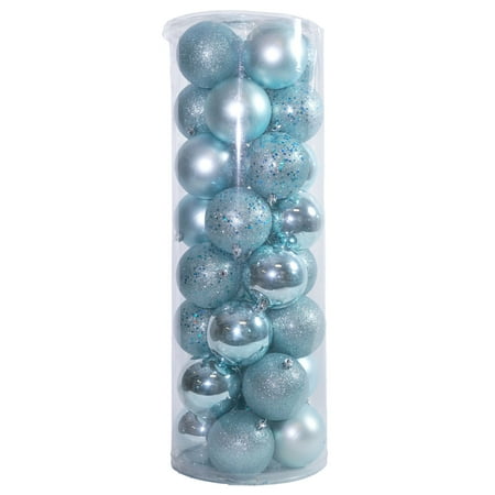 32ct Baby Blue Shatterproof 4-Finish Christmas Ball Ornaments 3.25