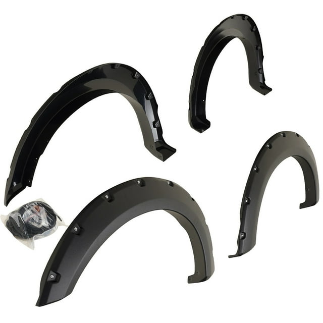Fits 2018-2020 Ford F-150 TrailFX Fender Flare PFFF3006T TFX Fender Flares; Bolt On Style; 2 Inch Tire Coverage; Textured Black; ABS Plastic; Set of 4