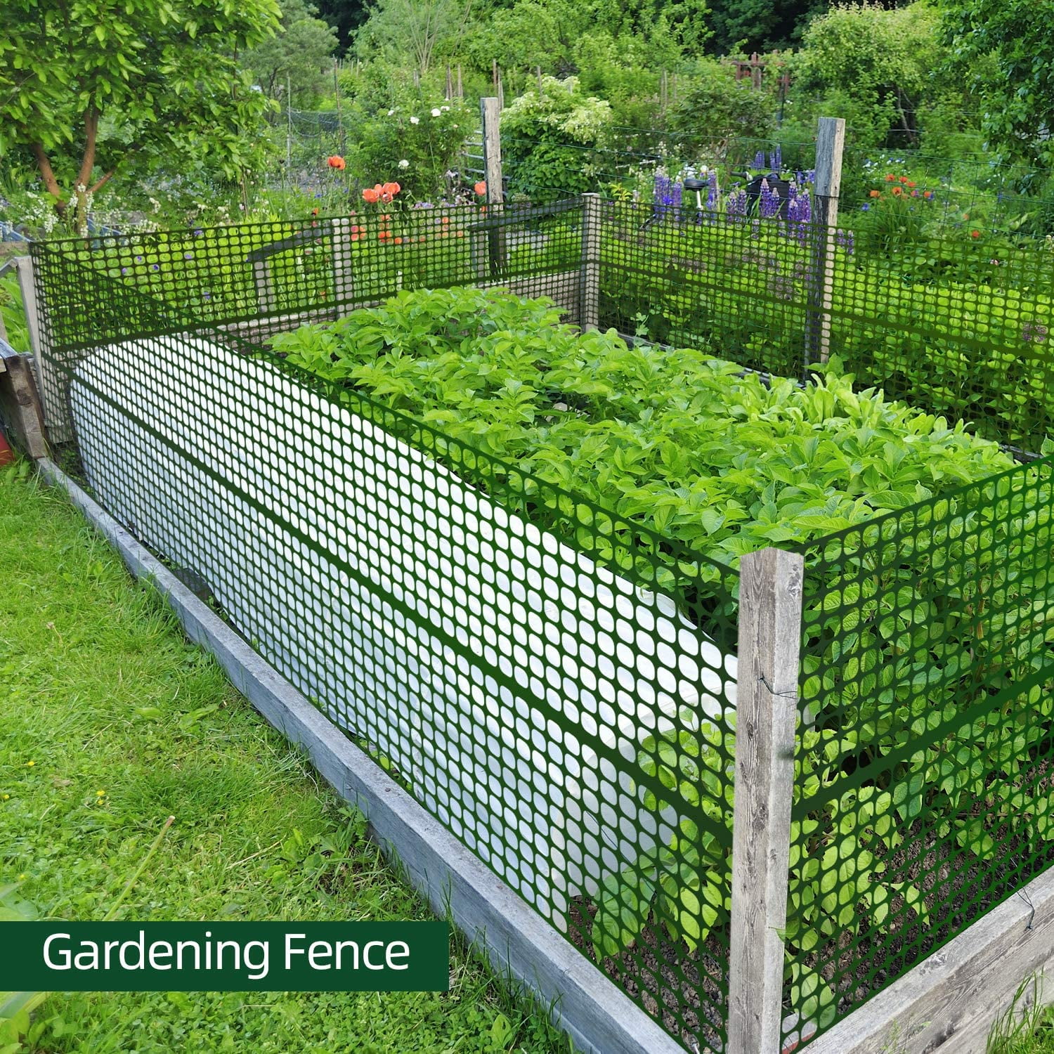 Poultry Swimming Pool Safety Heavy Netting Deer Tgzwme Garden Fence Plastic Kit with Stakes and Zip Ties Mesh Temporary Fence for Gardening 4x100 Feet Garden Netting & 25x4 Feet Stakes 
