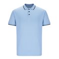 thumbnail image 5 of LODIENY Men's Casual Polo Shirts Short Sleeve Fashion Golf Shirt Classic Striped Slim Fit T-Shirts Lightweight Business Work Collared T Shirt Sky Blue XXL, 5 of 6