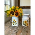 thumbnail image 5 of Sunflower Metal Milk Can Vase Set of 2 Rustic Farmhouse Floral Jars with Wooden Handles Decorative Planter Storage Containers White Country Home Decor 8" x 5.25", 5 of 9